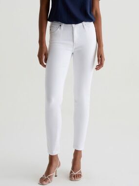 AG White Prima Ankle Cigarette Leg Skinny High-Rise Jeans